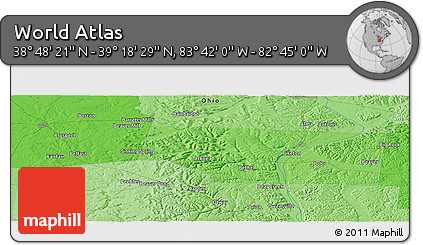 Political Panoramic Map of the Area around 39° 3' 25" N, 83° 13' 29" W