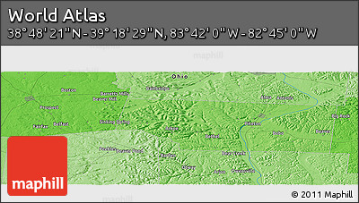 Political Panoramic Map of the Area around 39° 3' 25" N, 83° 13' 29" W