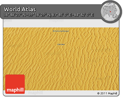Physical 3D Map of the Area around 39° 3' 25" N, 84° 13' 29" E