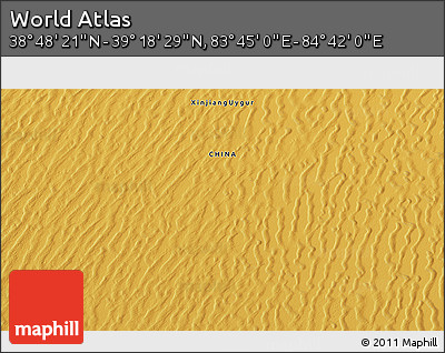 Physical 3D Map of the Area around 39° 3' 25" N, 84° 13' 29" E