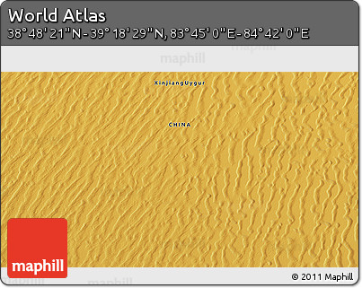 Physical 3D Map of the Area around 39° 3' 25" N, 84° 13' 29" E