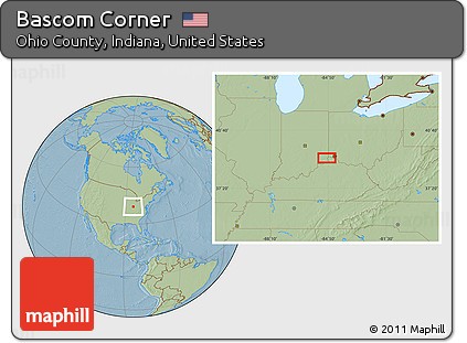 Savanna Style Location Map of Bascom Corner, hill shading