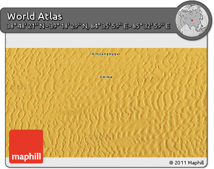Physical 3D Map of the Area around 39° 3' 25" N, 85° 4' 29" E