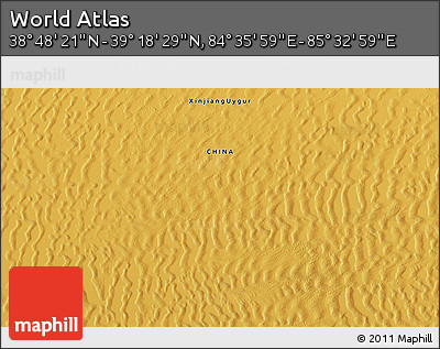 Physical 3D Map of the Area around 39° 3' 25" N, 85° 4' 29" E