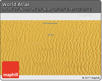 Physical 3D Map of the Area around 39° 3' 25" N, 85° 4' 29" E