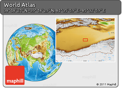 Physical Location Map of the Area around 39° 3' 25" N, 85° 4' 29" E