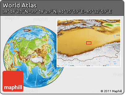 Physical Location Map of the Area around 39° 3' 25" N, 85° 4' 29" E