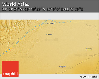 Physical 3D Map of the Area around 39° 3' 25" N, 87° 37' 30" E