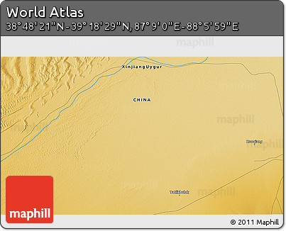 Physical 3D Map of the Area around 39° 3' 25" N, 87° 37' 30" E