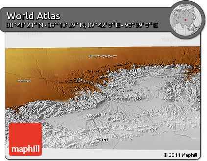 Physical 3D Map of the Area around 39° 3' 25" N, 90° 10' 30" E