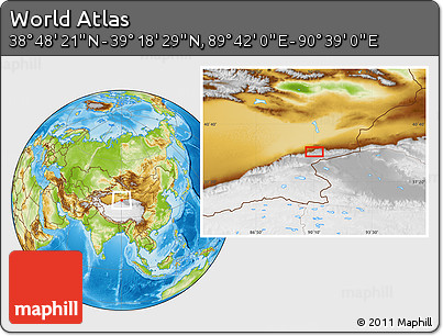 Physical Location Map of the Area around 39° 3' 25" N, 90° 10' 30" E