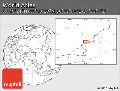 Blank Location Map of the Area around 39° 3' 25" N, 91° 1' 30" E