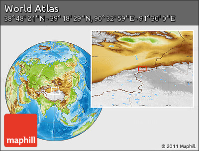 Physical Location Map of the Area around 39° 3' 25" N, 91° 1' 30" E