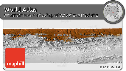 Physical Panoramic Map of the Area around 39° 3' 25" N, 91° 1' 30" E
