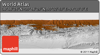 Physical Panoramic Map of the Area around 39° 3' 25" N, 91° 1' 30" E