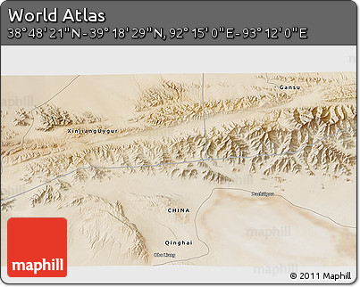 Satellite 3D Map of the Area around 39° 3' 25" N, 92° 43' 29" E