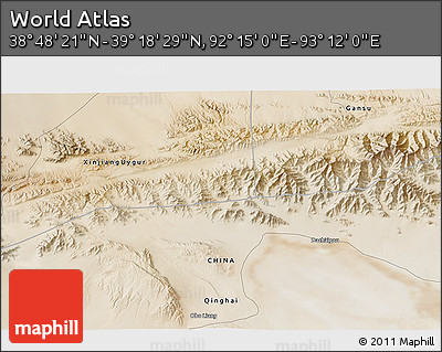 Satellite 3D Map of the Area around 39° 3' 25" N, 92° 43' 29" E