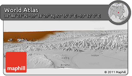 Physical Panoramic Map of the Area around 39° 3' 25" N, 92° 43' 29" E