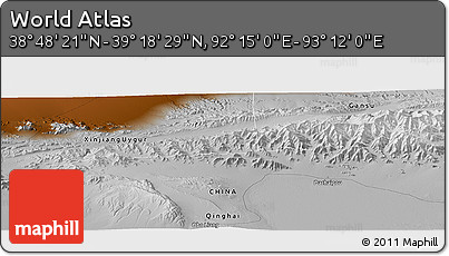 Physical Panoramic Map of the Area around 39° 3' 25" N, 92° 43' 29" E
