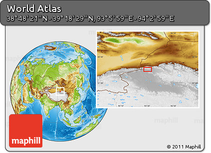 Physical Location Map of the Area around 39° 3' 25" N, 93° 34' 29" E