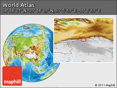 Physical Location Map of the Area around 39° 3' 25" N, 93° 34' 29" E