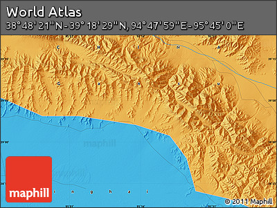 Political Map of the Area around 39° 3' 25" N, 95° 16' 30" E
