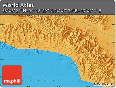 Political Map of the Area around 39° 3' 25" N, 95° 16' 30" E
