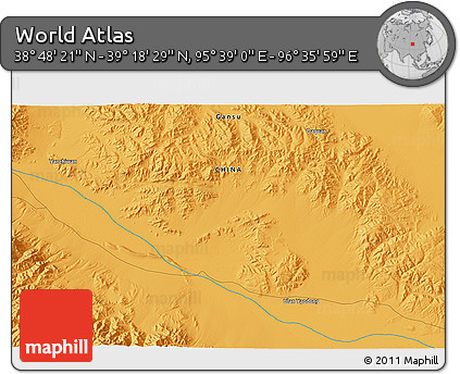 Political 3D Map of the Area around 39° 3' 25" N, 96° 7' 30" E