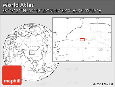 Blank Location Map of the Area around 39° 3' 25" N, 96° 7' 30" E