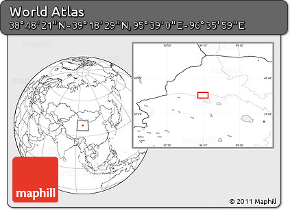Blank Location Map of the Area around 39° 3' 25" N, 96° 7' 30" E