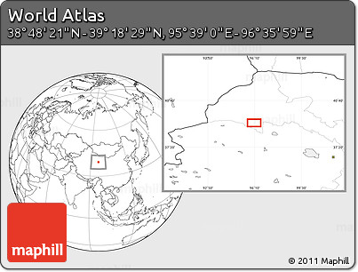 Blank Location Map of the Area around 39° 3' 25" N, 96° 7' 30" E