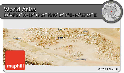 Satellite Panoramic Map of the Area around 39° 3' 25" N, 96° 7' 30" E