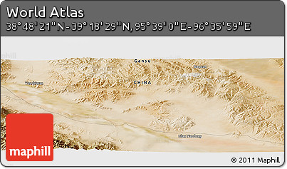 Satellite Panoramic Map of the Area around 39° 3' 25" N, 96° 7' 30" E