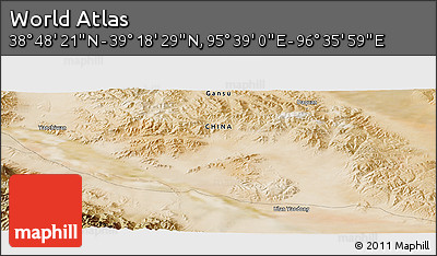 Satellite Panoramic Map of the Area around 39° 3' 25" N, 96° 7' 30" E