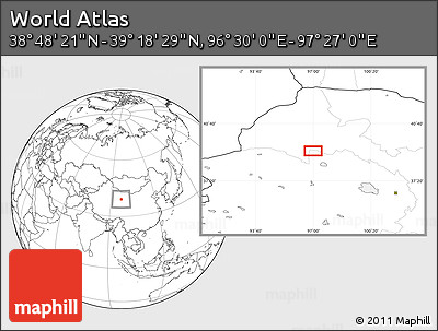 Blank Location Map of the Area around 39° 3' 25" N, 96° 58' 29" E