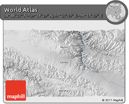 Physical 3D Map of the Area around 39° 3' 25" N, 97° 49' 29" E