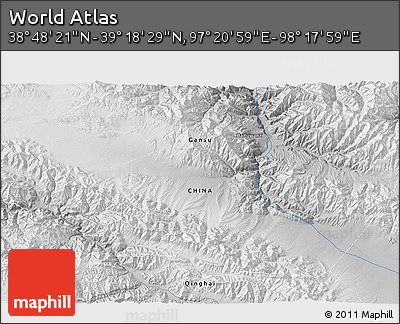 Physical 3D Map of the Area around 39° 3' 25" N, 97° 49' 29" E