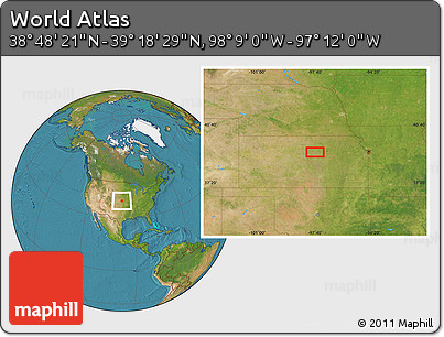 Satellite Location Map of the Area around 39° 3' 25" N, 97° 40' 30" W
