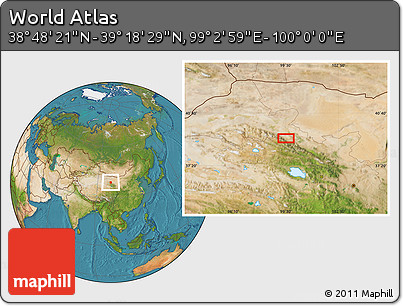 Satellite Location Map of the Area around 39° 3' 25" N, 99° 31' 30" E