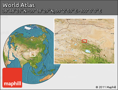 Satellite Location Map of the Area around 39° 3' 25" N, 99° 31' 30" E
