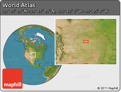 Satellite Location Map of the Area around 39° 30' 19" N, 100° 13' 29" W