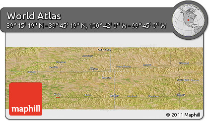 Satellite Panoramic Map of the Area around 39° 30' 19" N, 100° 13' 29" W