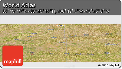 Satellite Panoramic Map of the Area around 39° 30' 19" N, 100° 13' 29" W