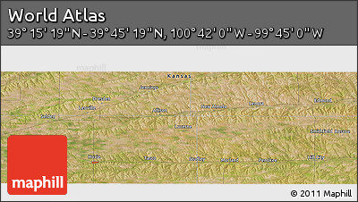 Satellite Panoramic Map of the Area around 39° 30' 19" N, 100° 13' 29" W
