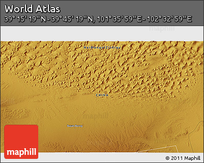 Physical 3D Map of the Area around 39° 30' 19" N, 102° 4' 29" E