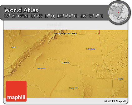 Physical 3D Map of the Area around 39° 30' 19" N, 105° 28' 29" E