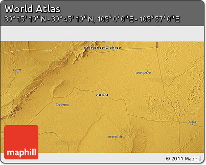 Physical 3D Map of the Area around 39° 30' 19" N, 105° 28' 29" E
