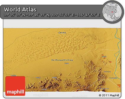 Physical 3D Map of the Area around 39° 30' 19" N, 106° 19' 29" E