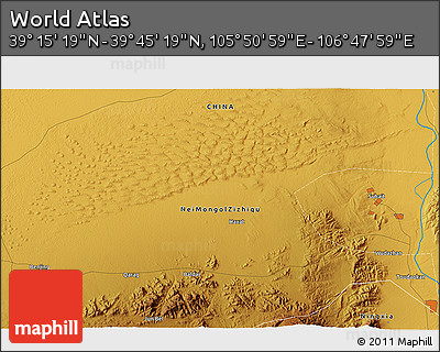 Physical 3D Map of the Area around 39° 30' 19" N, 106° 19' 29" E