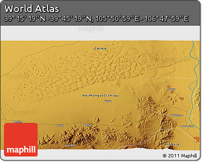 Physical 3D Map of the Area around 39° 30' 19" N, 106° 19' 29" E
